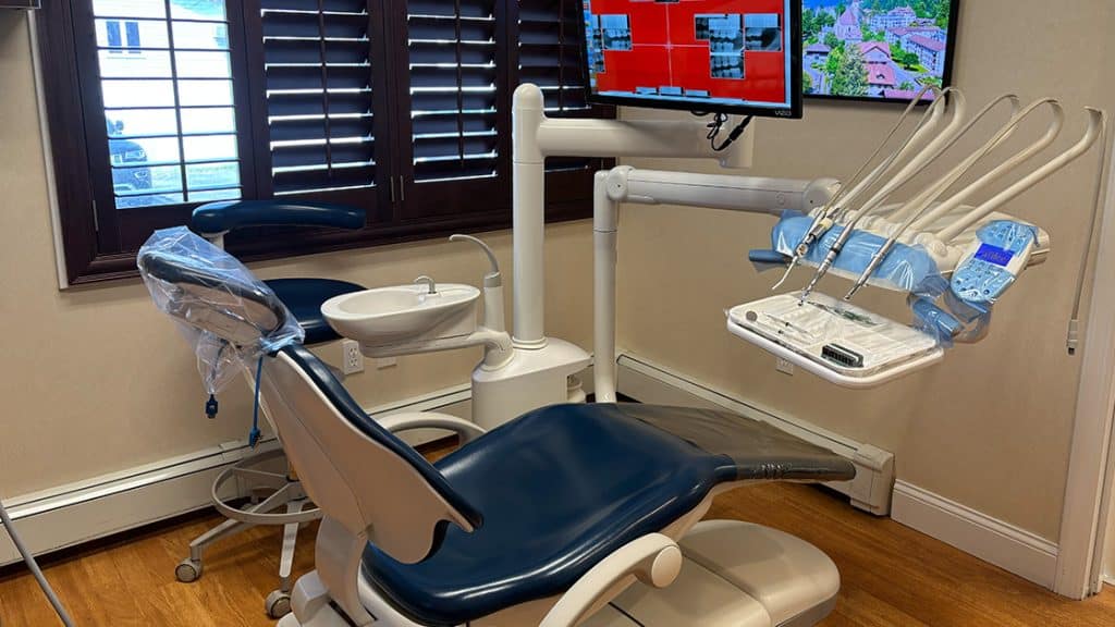 Blue exam chair